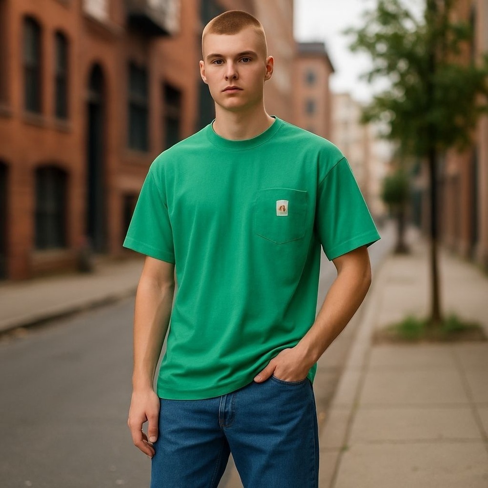 Carhartt Mens Medium Green Short Sleeve Pocket‎ T-Shirt Workwear Casual Top